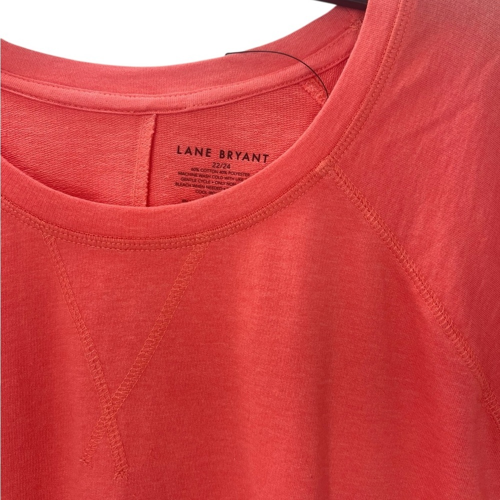 NWT Lane Bryant Puff Sleeve Open Crew Neck Women's Coral Top 22/24 - Picture 4 of 8